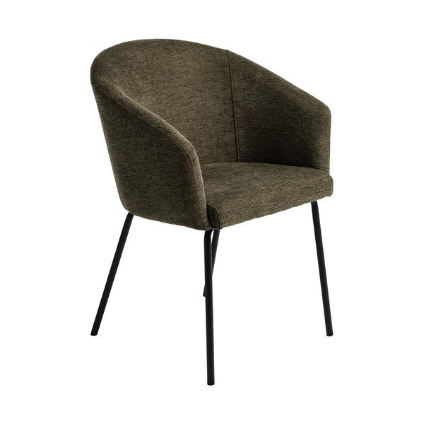 Scaun de sufragerie kaki cu cotiere tapițat Easton – Unique Furniture