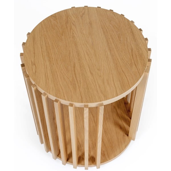 Măsuță auxiliară din lemn de stejar Woodman Drum, ø 53 cm-image-4