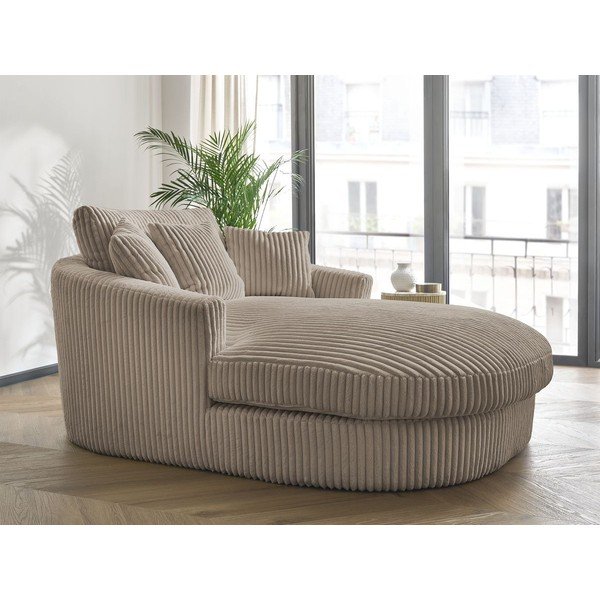 Fotoliu taupe cu tapițerie din catifea reiată Belem – Bobochic Paris-image-1