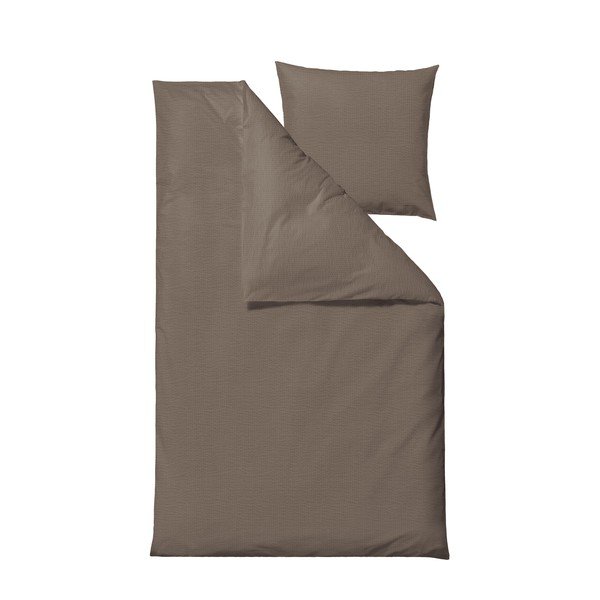 Lenjerie de pat din bumbac organic Södahl Wave, 140 x 220 cm, maro