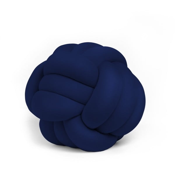 Pernă Knot Decorative Cushion Velvet Effect, ⌀ 30 cm, albastru închis