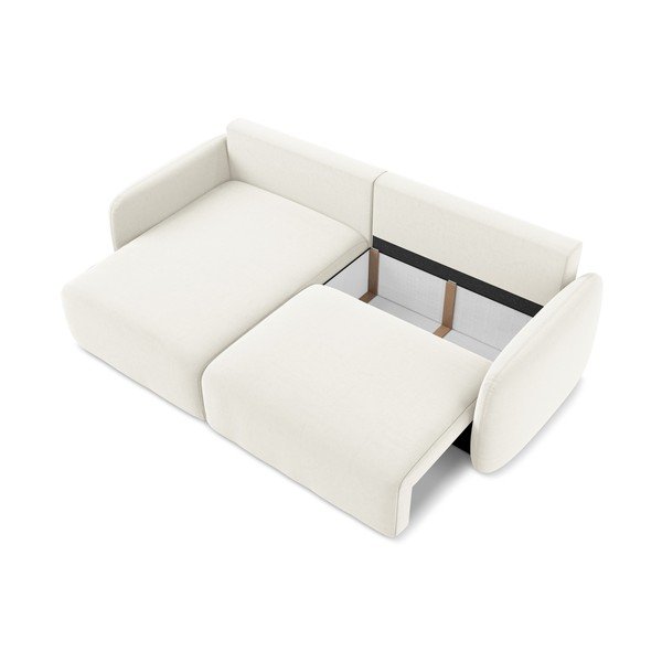 Colțar crem extensibil/cu spațiu de depozitare cu tapițerie din catifea (cu colț pe partea stângă/cu șezlong) Kalena – Makamii-image-4