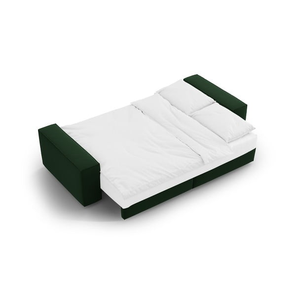 Canapea verde-închis extensibilă/cu spațiu de depozitare cu tapițerie din catifea 247 cm Jodie – Micadoni -image-4