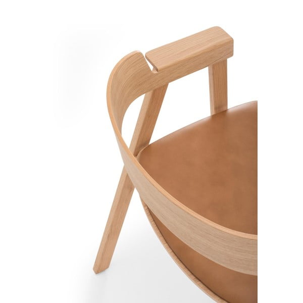 Scaun de dining maro/în culoare naturală cu cotiere din piele Flip – Gazzda-image-3