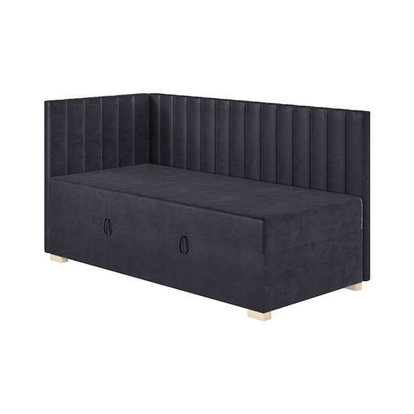 Pat pentru copii  albastru închis pe colț cu spațiu de depozitare cu saltea 90x200 cm Snugi – Ghado-image-4