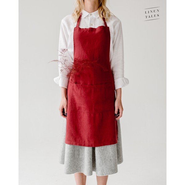 Șorț de bucătărie din in Linen Tales Daily Apron, 80 x 55 cm, roșu