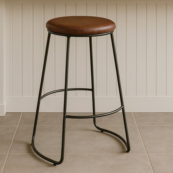 Scaun de bar negru/maro tapițat (înălțime șezut 64 cm) Brixton – Premier Housewares-image-2