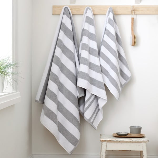 Prosop alb-gri din bumbac din frotir 70x120 cm Reversible Stripe – Bianca-image-4