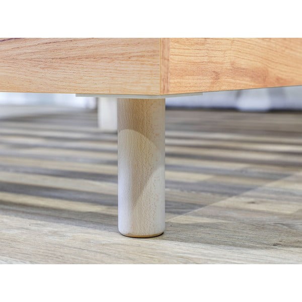 Pat matrimonial gri deschis/natural cu somieră 160x200 cm Charlie – Bobochic Paris-image-4