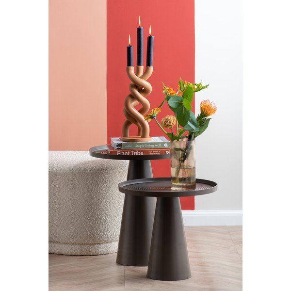 Suport din ceramică pentru trei lumânări PT LIVING Twisted, înălțime 31,4 cm, bej-image-1