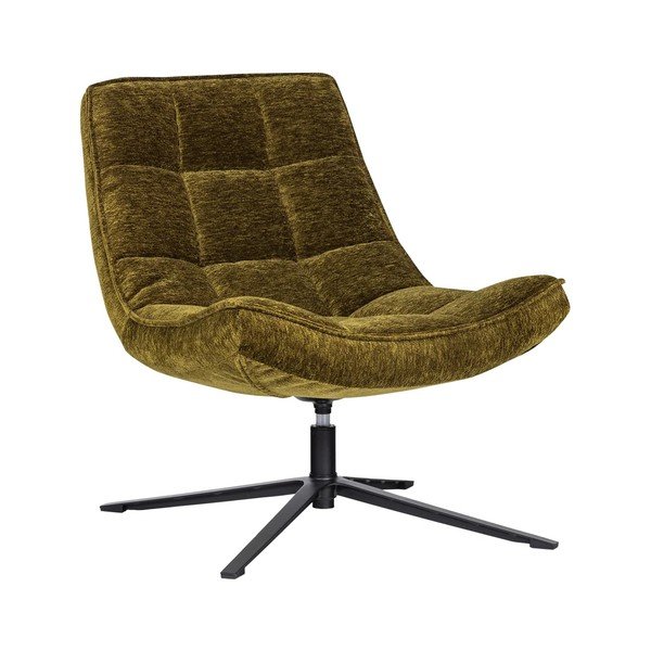 Fotoliu verde pivotant cu tapițerie din chenille Maudi – WOOOD