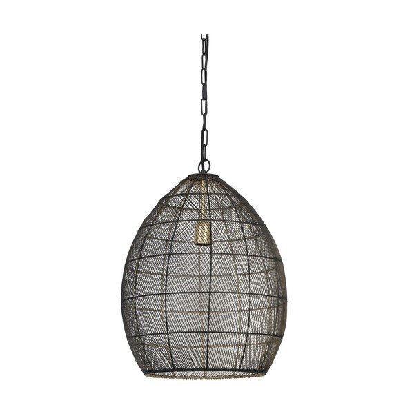 Lustră neagră/aurie cu abajur din metal ø 40 cm Meya – Light & Living