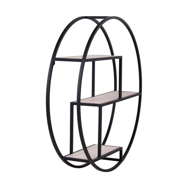 Raft negru/în culoare naturală etajat din lemn masiv de paulownia 62 cm Rotterdam – House Nordic-image-4