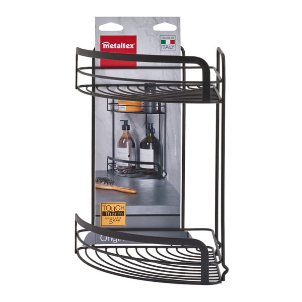 Raft de colț cu 2 etaje pentru baie Metaltex Origin Lava, negru-image-3