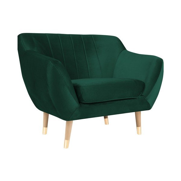 Fotoliu cu tapițerie din catifea Mazzini Sofas Benito, verde închis-image-2