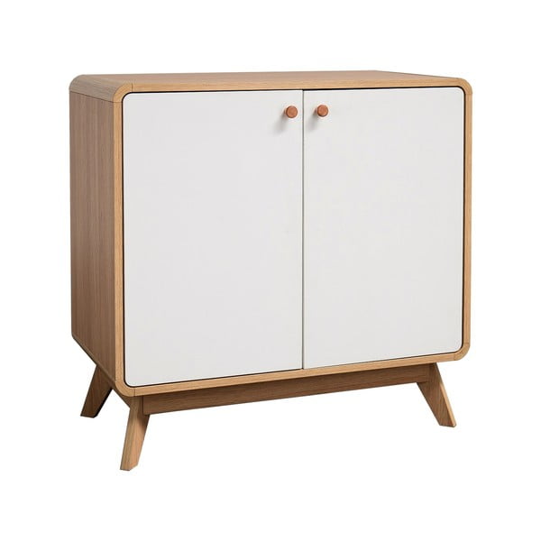 Comodă albă joasă cu aspect de lemn de stejar 75x75 cm Cassie - Støraa-image-1