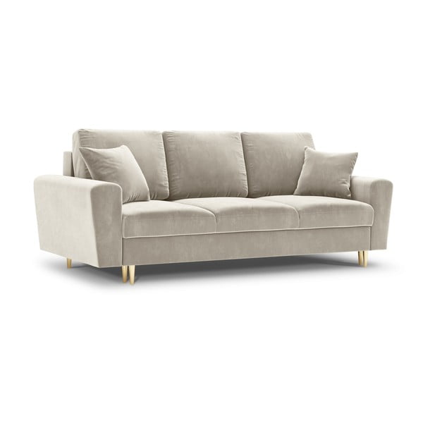 Canapea bej extensibilă, cu spațiu de depozitare cu tapițerie din catifea 235 cm Kyoto – Cosmopolitan Design-image-1