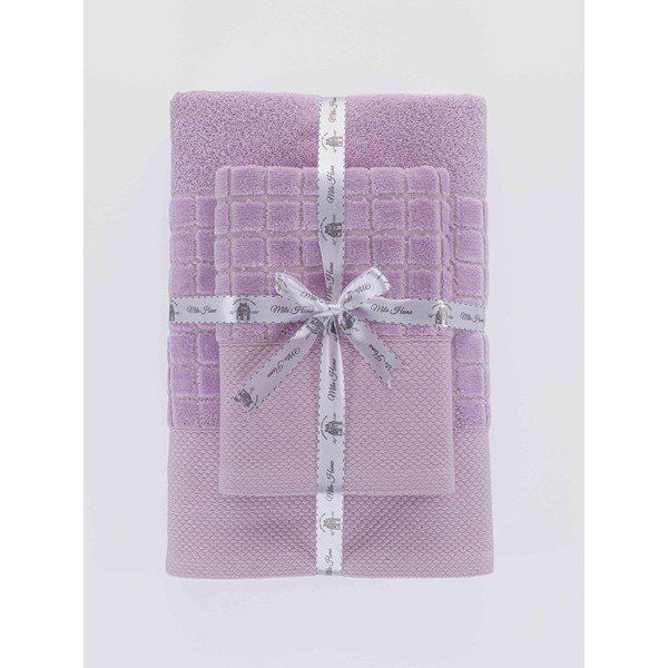 Prosoape de baie mov 2 buc. din bumbac din frotir Square – Mila Home-image-3