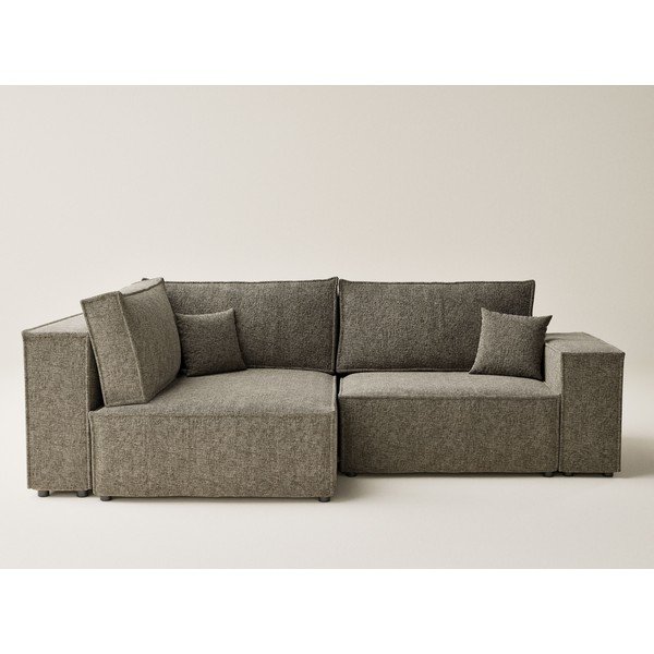 Colțar maro extensibil/cu spațiu de depozitare cu tapițerie din chenille (cu colț pe partea stângă/în formă de ”L”) Tonga – Maison de Rêve-image-2