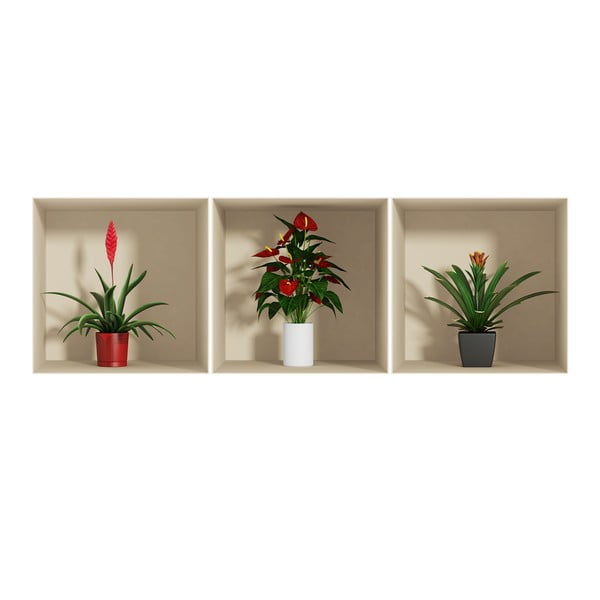 Set 3 autocolante cu efect 3D Ambiance Flower-image-2