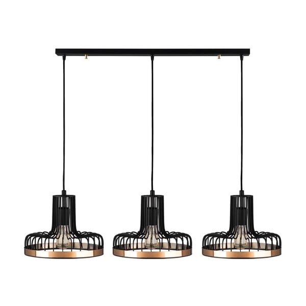 Lustră neagră/arămie cu abajur din metal Fellini – Opviq lights-image-3