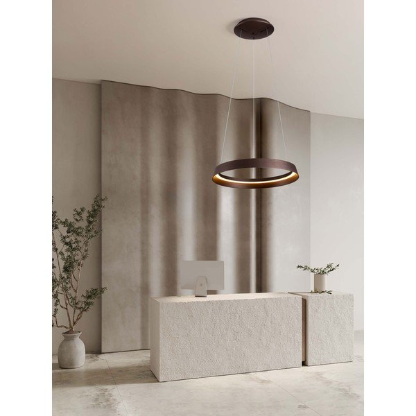 Lustră maro LED cu intensitate reglabilă din aluminiu cu abajur din sticlă acrilică ø 45 cm Ormi – Nova Luce-image-1