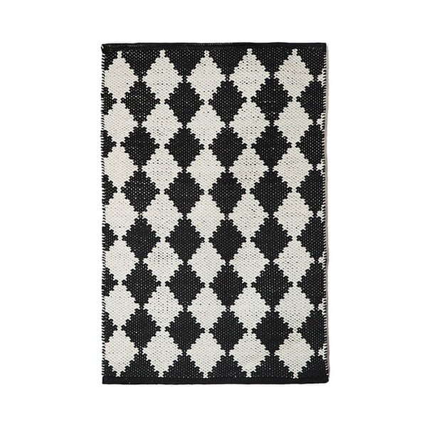 Covor din bumbac țesut manual Pipsa Diamond, 60 x 90 cm, negru-alb