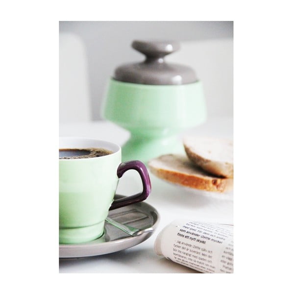 Ceașcă cu farfuriuță Sagaform Pop, verde/maro-image-4
