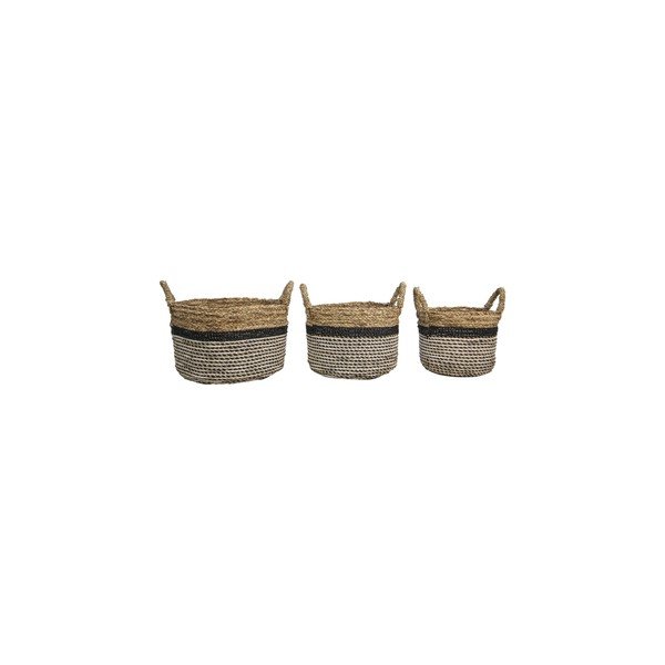 Set 3 coșuri depozitare HSM collection Raffia Natural Gris-image-4