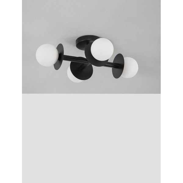 Plafonieră albă/neagră din metal cu abajur din sticlă 37x51 cm Pielo – Nova Luce-image-2