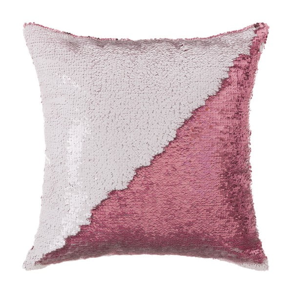 Pernă cu paiete Unimasa Glitter, 45 x 45 cm, alb - roz