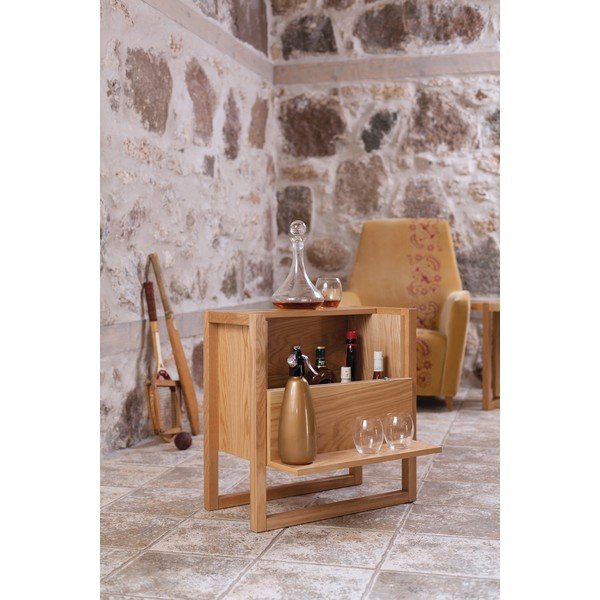 Dulap pentru vinuri din lemn de stejar în culoare naturală 59x60 cm NewEst - Woodman-image-1