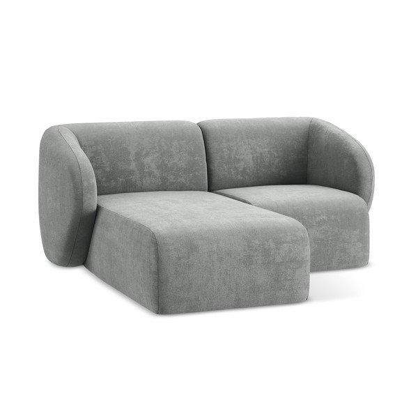 Colțar gri cu tapițerie din chenille (cu colț pe partea stângă/cu șezlong) Lani – Makamii-image-4