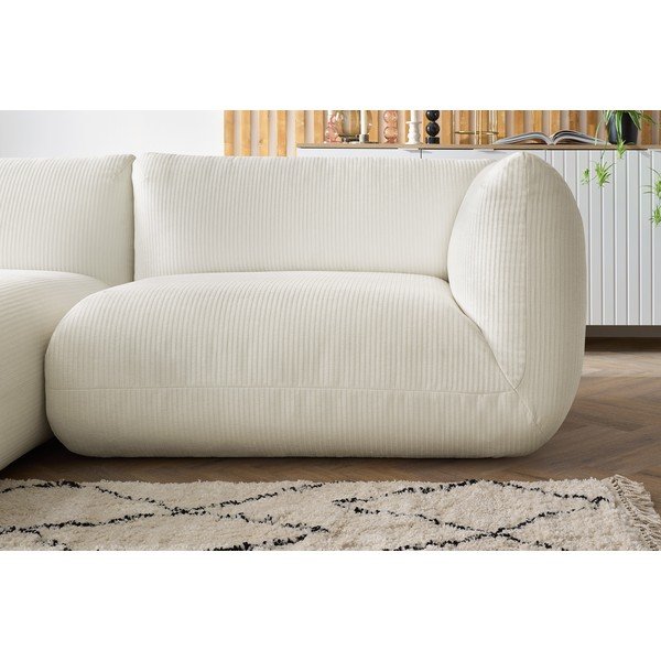 Colțar alb cu tapițerie din catifea reiată  (cu colț  pe partea stângă ) Lecomte – Bobochic Paris-image-1