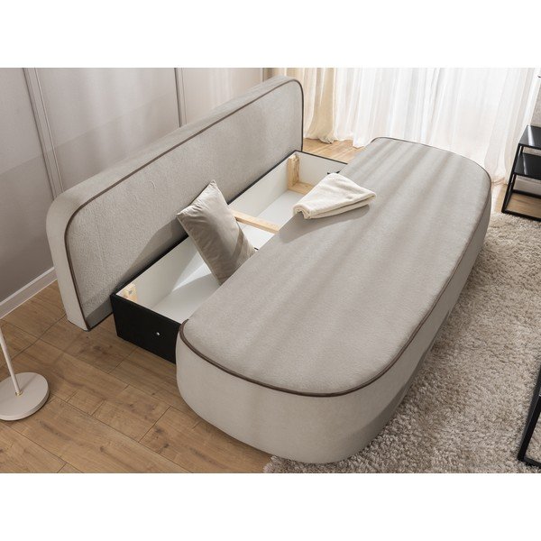 Canapea maro/taupe extensibilă/cu spațiu de depozitare cu tapițerie din catifea 210 cm Saga – Ropez-image-4
