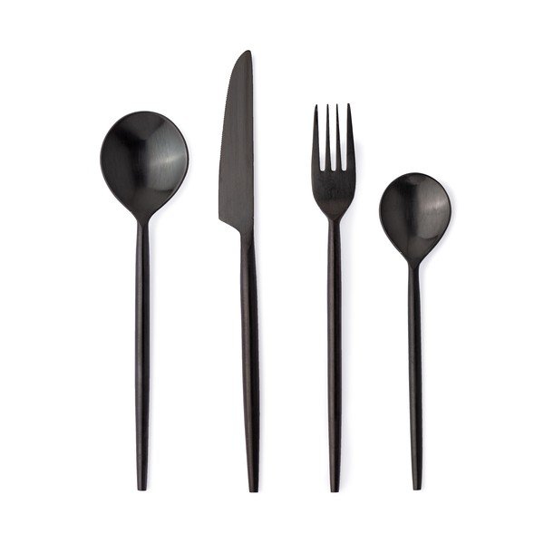 Tacâmuri negre din oțel inoxidabil 16 buc. pentru 4 persoane Bronte – Bizzotto