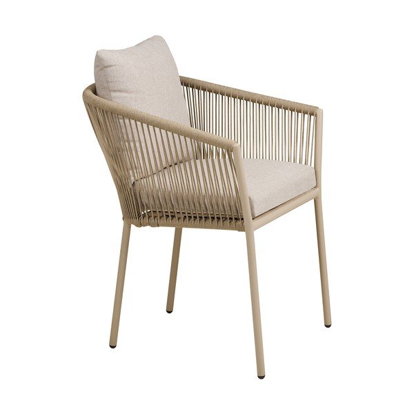 Scaun de grădină bej din metal/capitonat Salerno – House Nordic-image-3