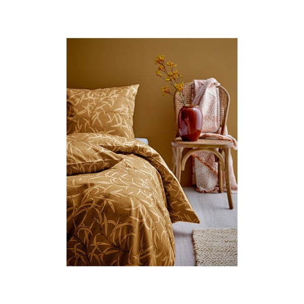 Lenjerie de pat din bumbac satinat pentru pat single Södahl Breeze Golden, 140 x 200 cm, galben-image-1