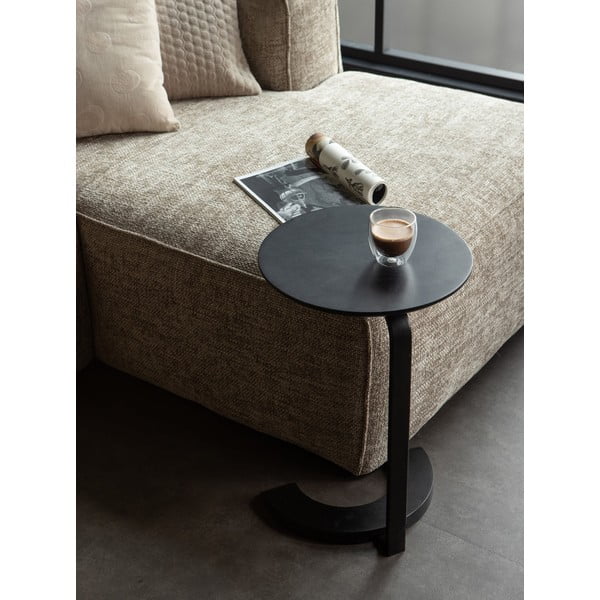 Măsuță auxiliară cu blat din lemn de mango WOOOD Floor, negru-image-1