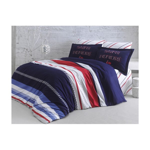 Lenjerie de pat cu cearșaf din bumbac pentru pat dublu Honroe, 200 x 220 cm-image-1