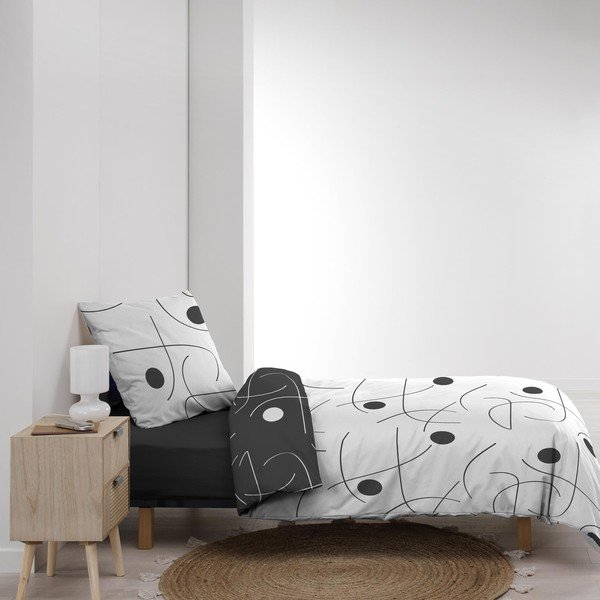 Lenjerie de pat albă-gri închis din microfibră pentru pat de o persoană 140x200 cm Sonate – douceur d'intérieur-image-4
