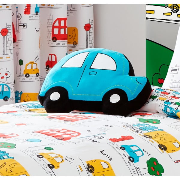 Pernă decorativă 3 D pentru copii Catherine Lansfield Car, 42 x 30 cm, albastru-roșu-image-1