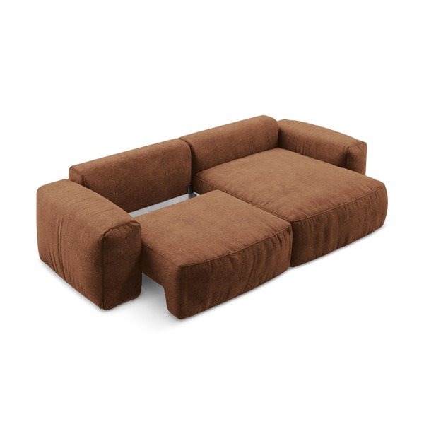 Colțar teracotă extensibil cu tapițerie din chenille (cu colț pe partea dreaptă/cu șezlong) Kuki – Makamii-image-4