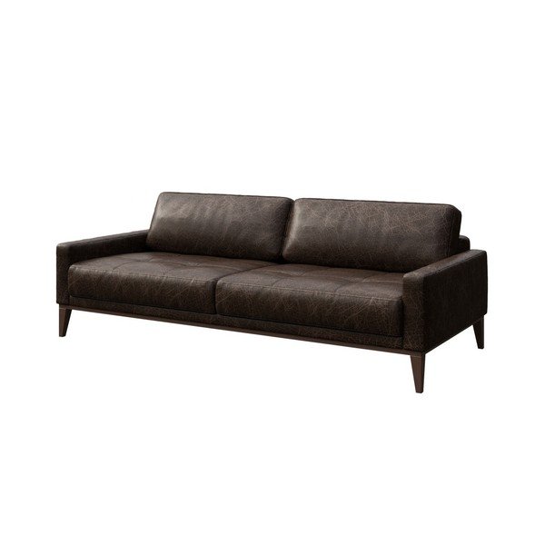Canapea din piele MESONICA Musso Tufted, maro închis, 210 cm-image-2
