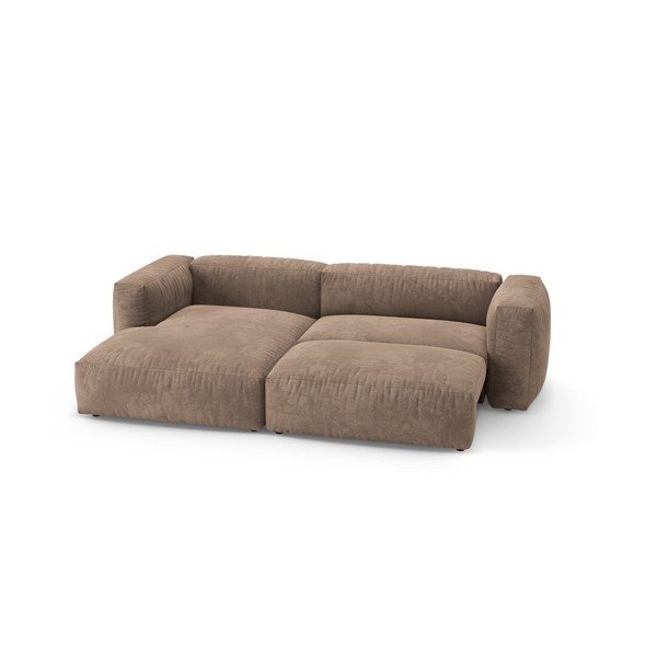 Colțar modular bej extensibil cu tapițerie din catifea (cu colț pe partea stângă/cu șezlong) – Micadoni -image-3