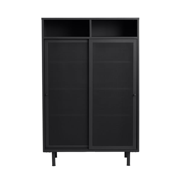 Dulap negru din metal cu ușă glisantă 90x140x40 cm Veep – Unique Furniture