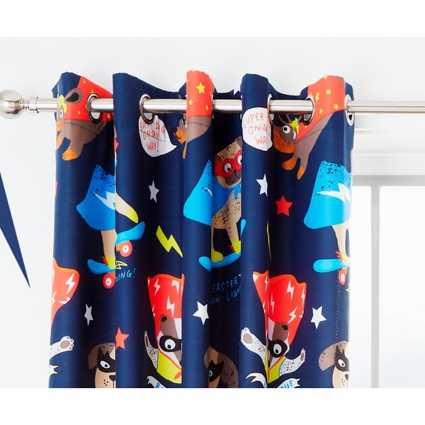 Set 2 draperii pentru camera copiilor Catherine Lansfield Super Dog, 168 x 183 cm, albastru