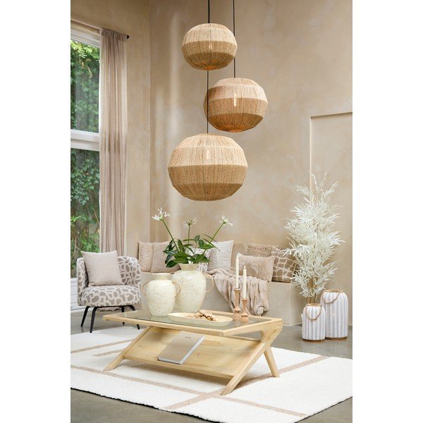Măsuță de cafea în culoare naturală închisă cu blat din sticlă 70x112 cm Yuki – Light & Living-image-1