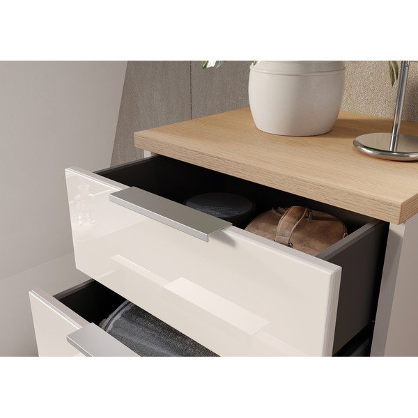 Dulap de baie crem înalt/îngust cu aspect lucios 39x112 cm Tavira – Germania-image-4