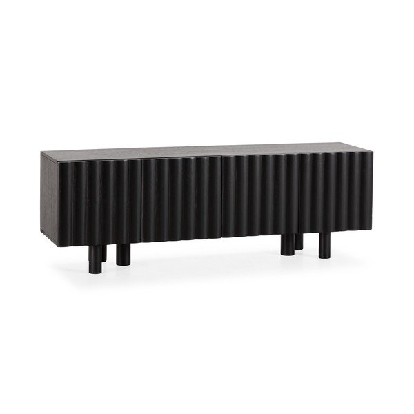 Comodă TV neagră din lemn de mango 160x55x40 cm Tamira – MOME